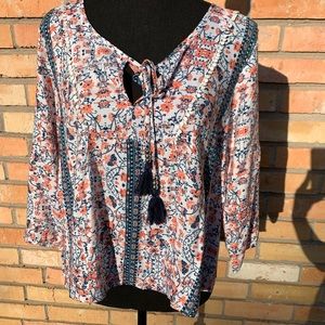 NWOT Derek Heart peasant blouse Sz M